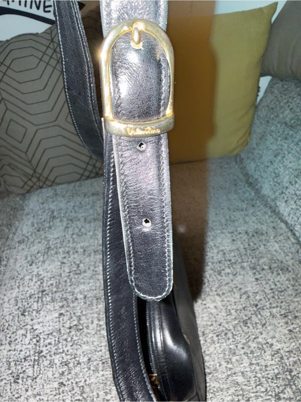 Mario Valentino black leather shoulder bag w/ pouch